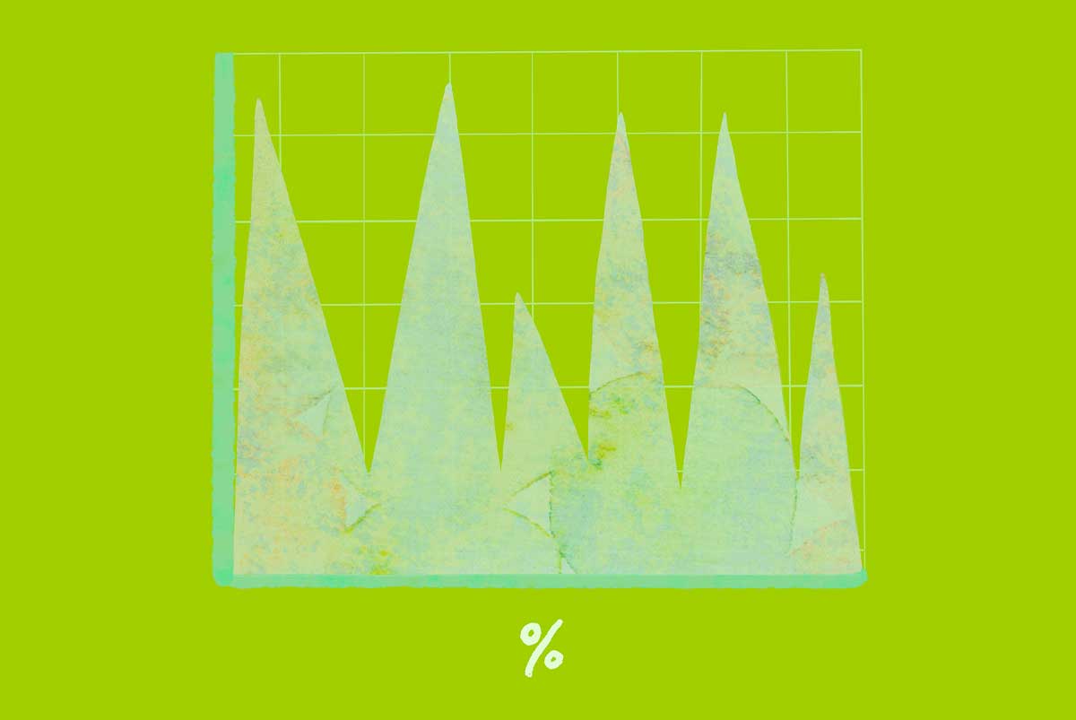 A conceptual image of APY, showing a chart changing over time.