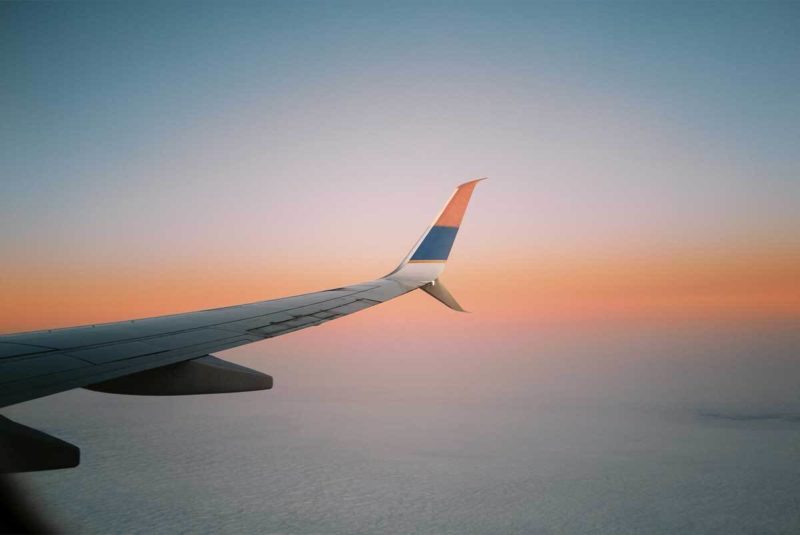 Sunset through the plane window