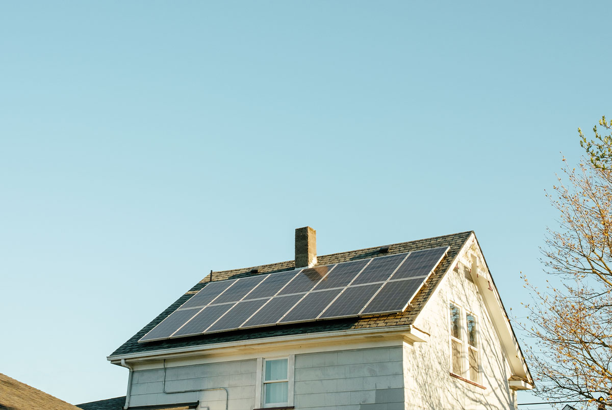 Home with solar panels