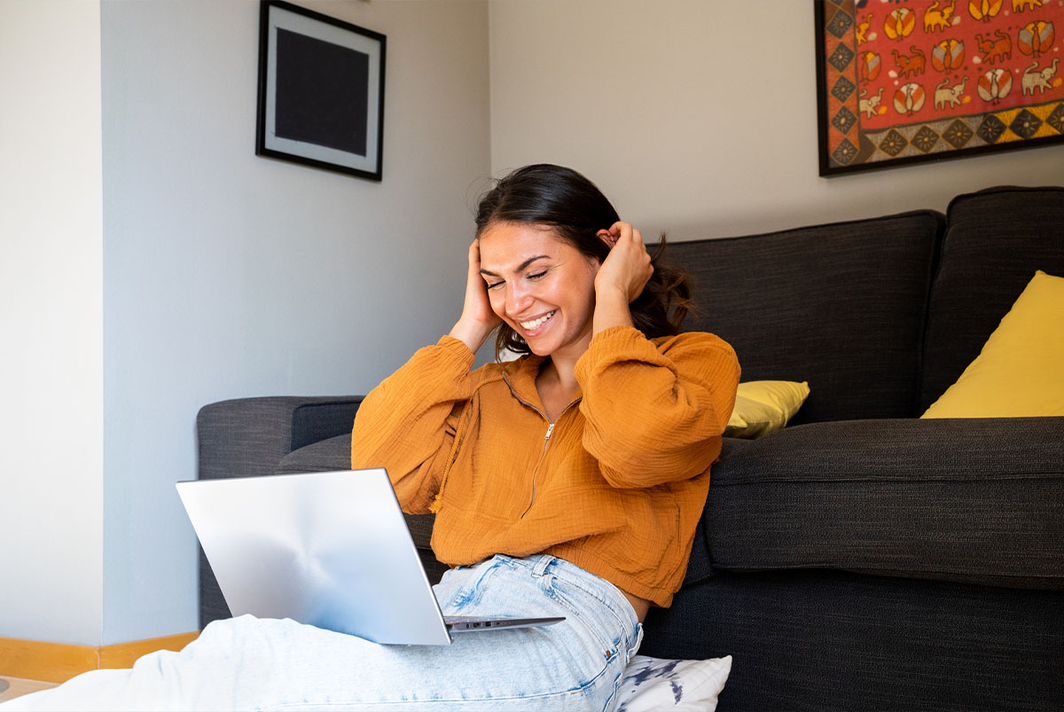 Woman on zoom at home