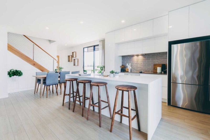 Furnished kitchen of a house ready to be looked at.