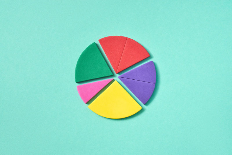 colorful pie chart on aqua background