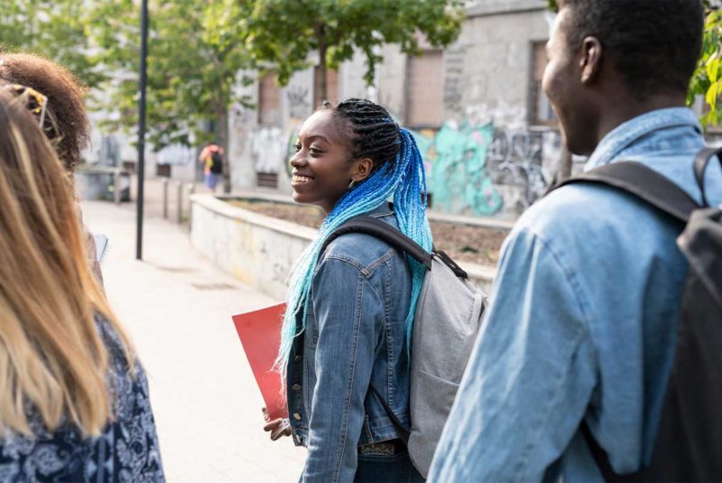 Students walking