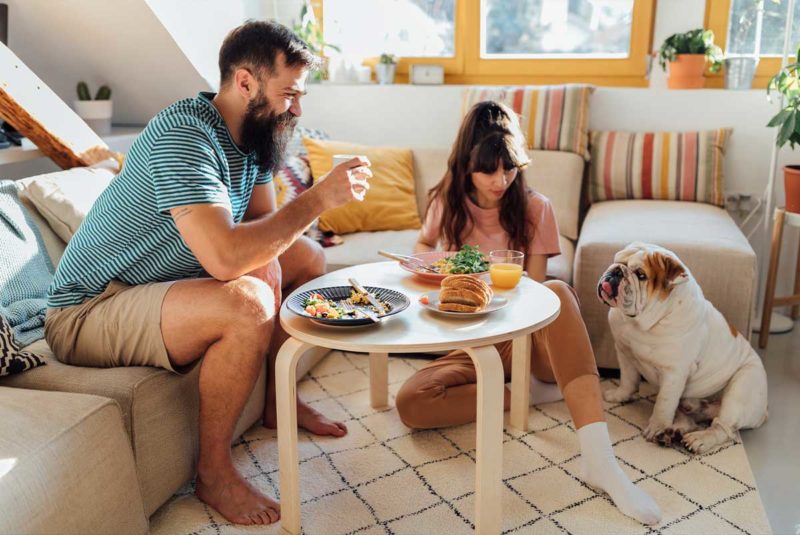 Family eating food together