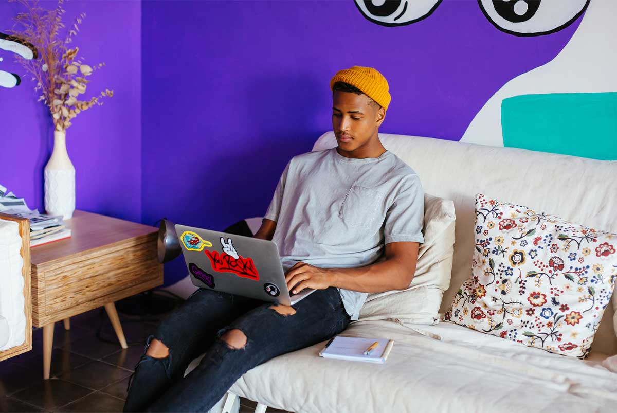 Student in a dorm room