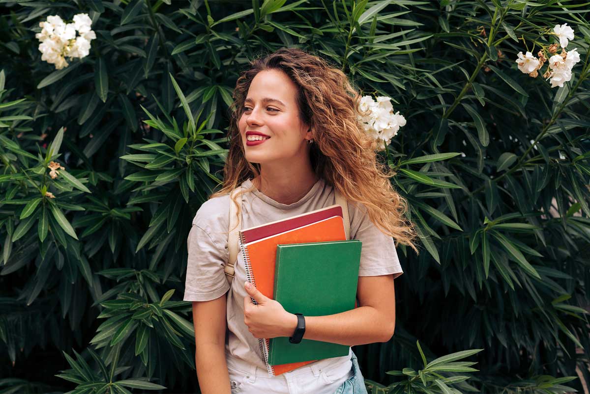 Girl with notebooks