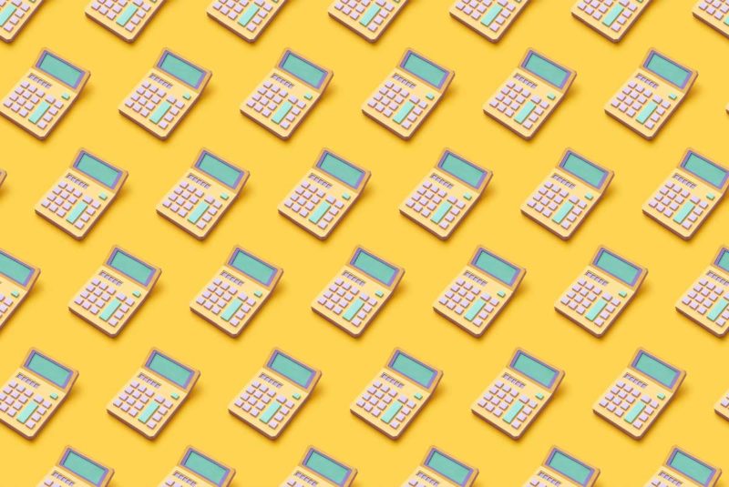 Calculators on yellow background