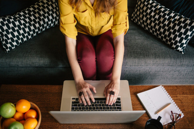 Woman working on laptop