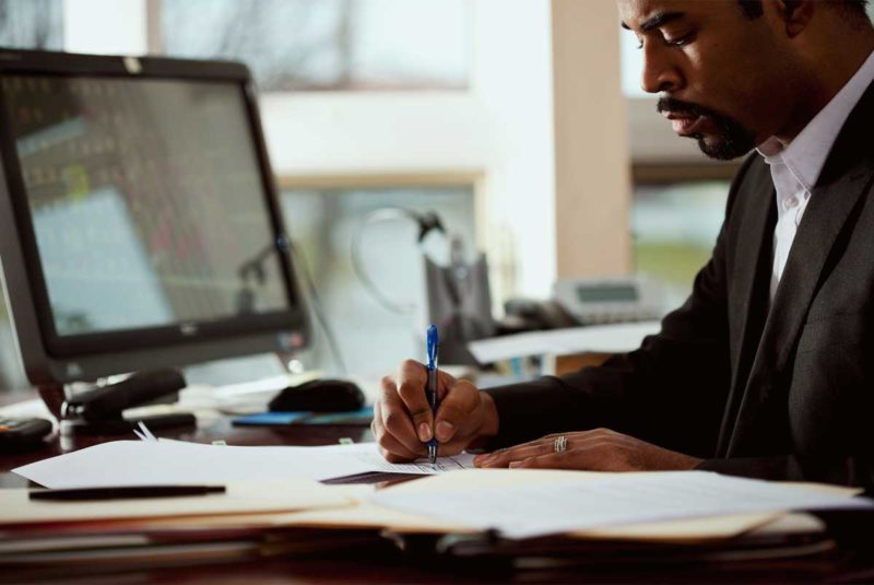 Businessman working at computer