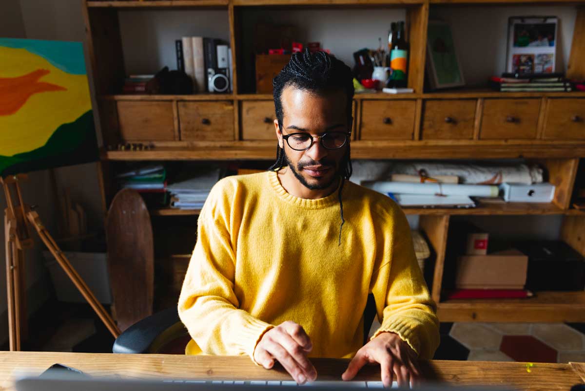 Man working in a home office