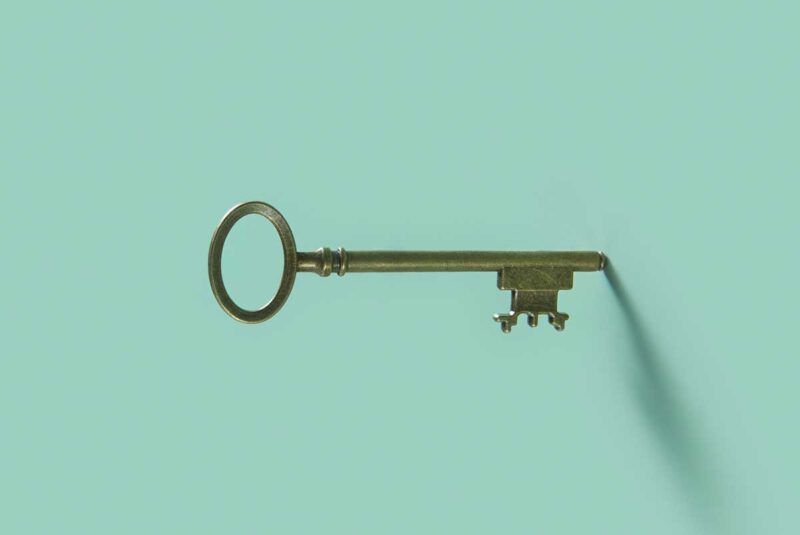 Conceptual image of key on green background