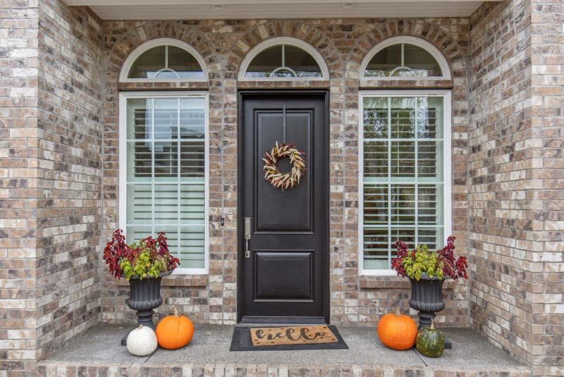 Front door in autumn