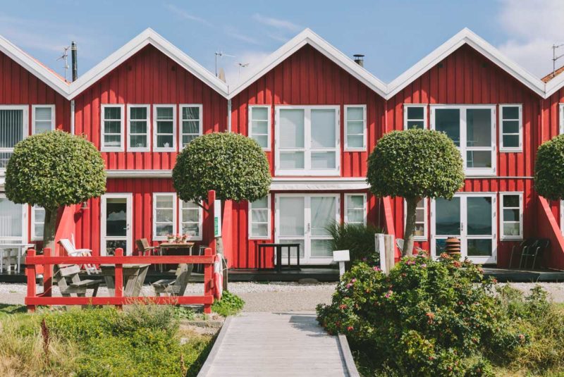 Row of red houses