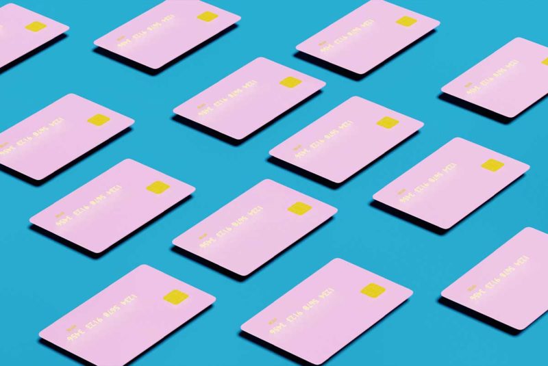 Pattern with pink credit cards