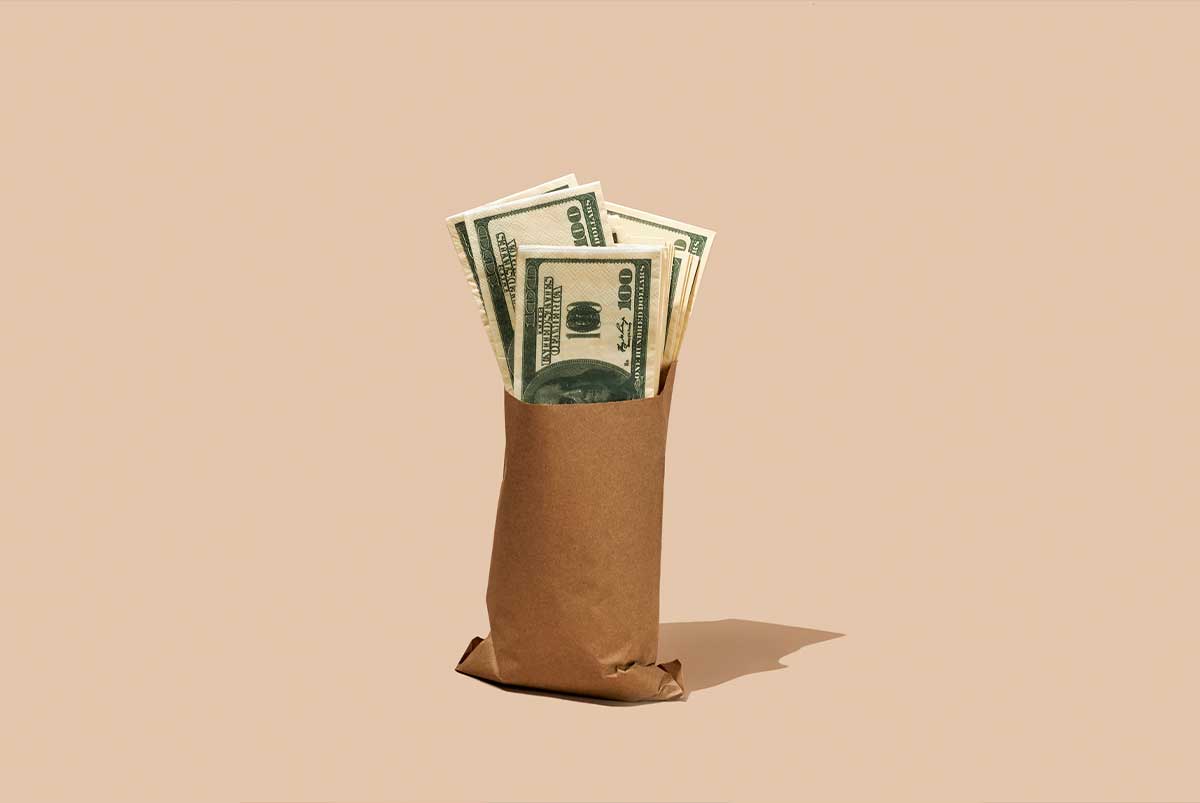 Paper bag with money