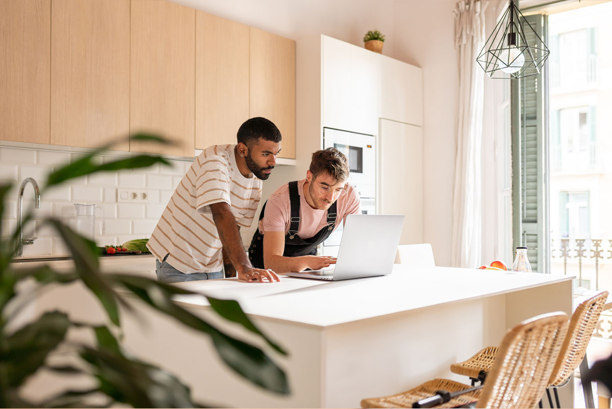 couple looking at laptop