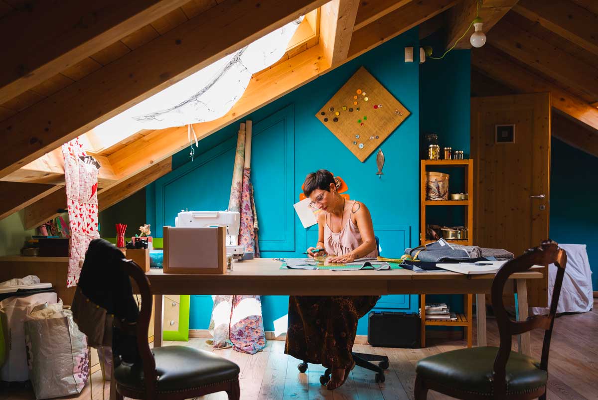 Person doing crafts at a table