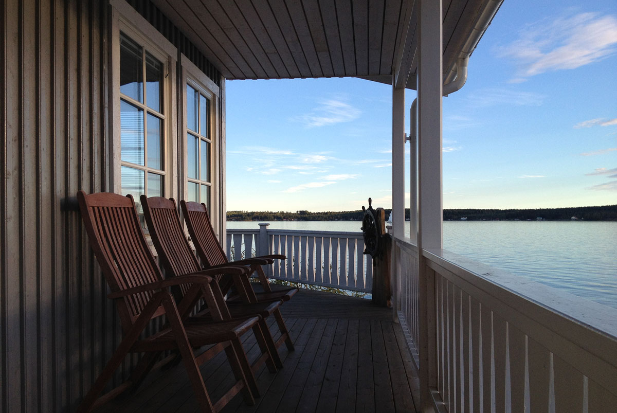 House porch looking to a lake